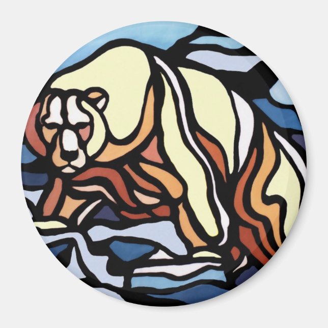 Bear Art Fridge Magnet Wildlife Art Magnet (Framsidan)