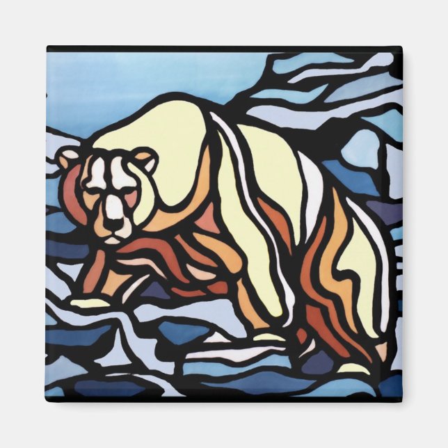 Bear Art Fridge Magnet Wildlife Art Magnet (Framsidan)