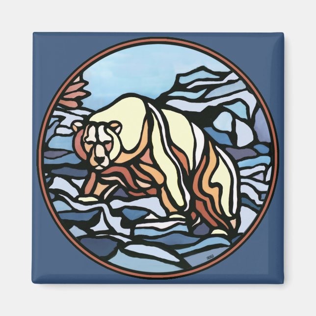 Bear Art Fridge Magnet Wildlife Art Magnet (Framsidan)