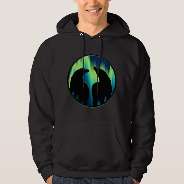 Bear Art Hoodie Northern Ljus Bear Hoodie (Framsida)