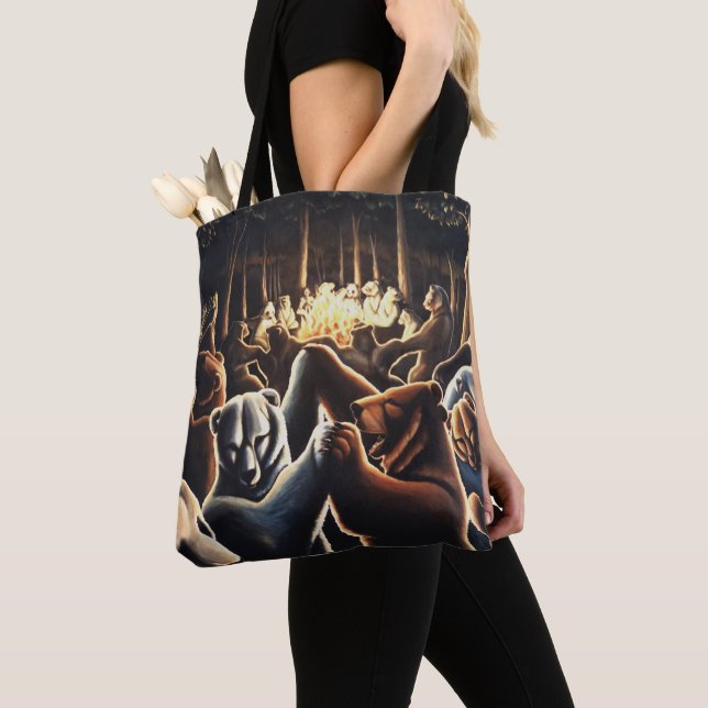 Bear Art Tote Bag Dancing Bears Shopping bag Tygkasse (Närbild)