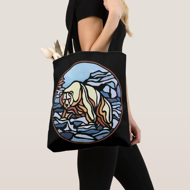 Bear Art Tote Bag Polar Bear Art Shopping bag Tygkasse (Närbild)