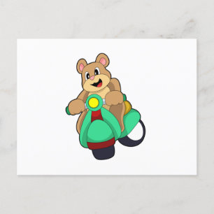 Bear as Biker with Scooter.PNG Vykort
