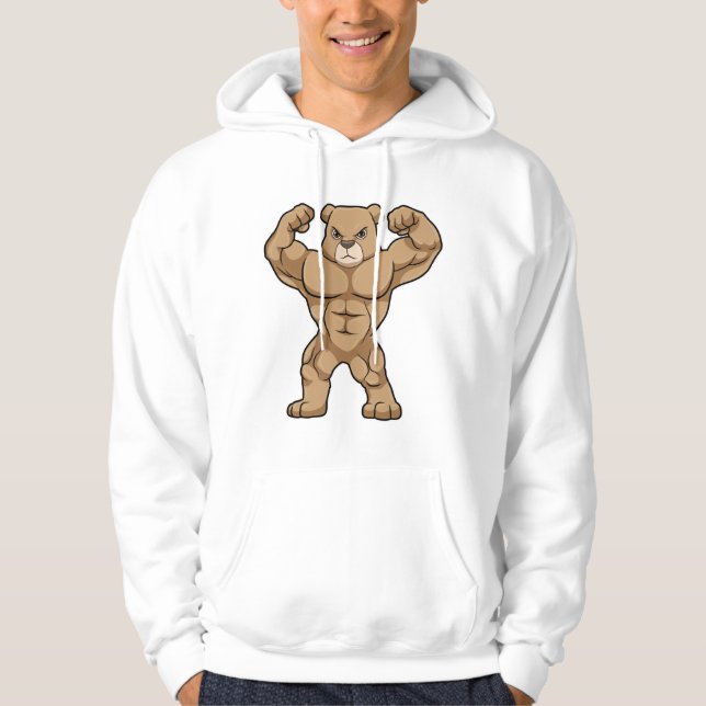 Bear as Bodybuilding der with big Muscles Hoodie (Framsida)