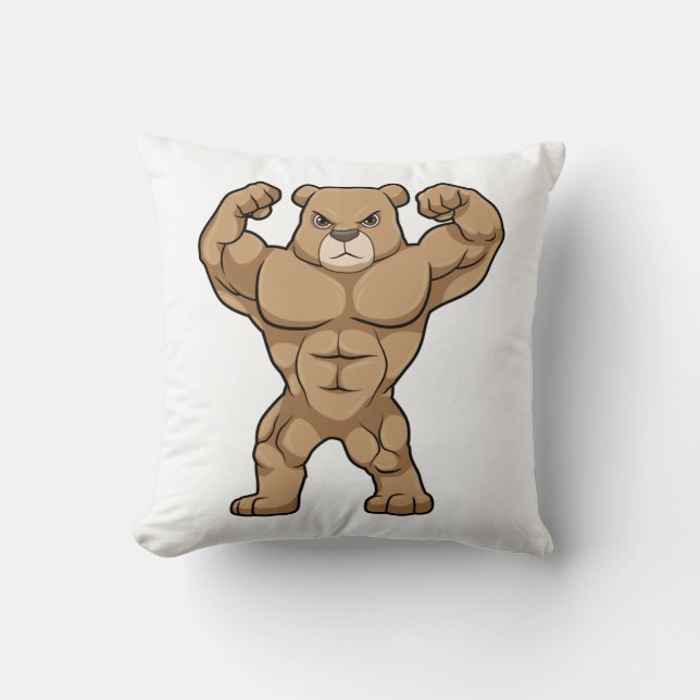 Bear as Bodybuilding der with big Muscles Kudde (Framsida)