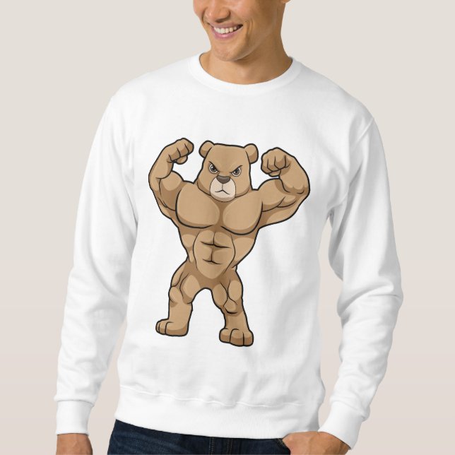 Bear as Bodybuilding der with big Muscles Lång Ärmad Tröja (Framsida)