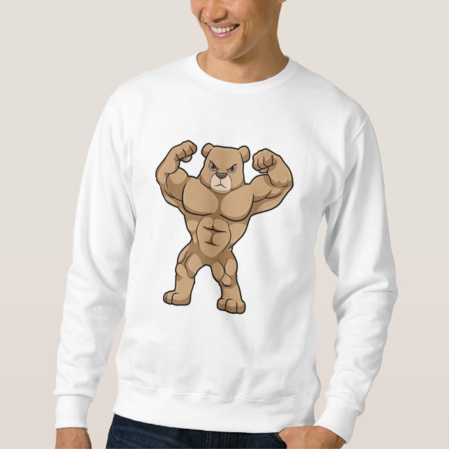 Bear as Bodybuilding der with big Muscles Lång Ärmad Tröja (Framsida)