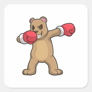 Bear as Boxer at Boxing & Hip hop Dance Dab Fyrkantigt Klistermärke