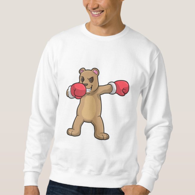 Bear as Boxer at Boxing & Hip hop Dance Dab Lång Ärmad Tröja (Framsida)