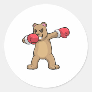 Bear as Boxer at Boxing & Hip hop Dance Dab Runt Klistermärke