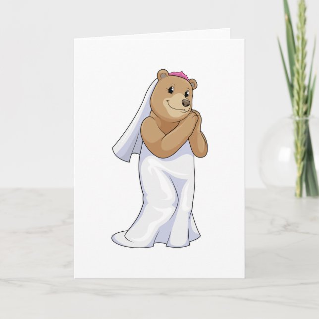 Bear as Bride with Veil Kort (Framsida)