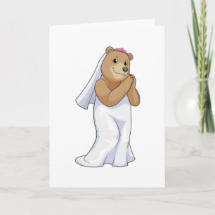 Bear as Bride with Veil Kort