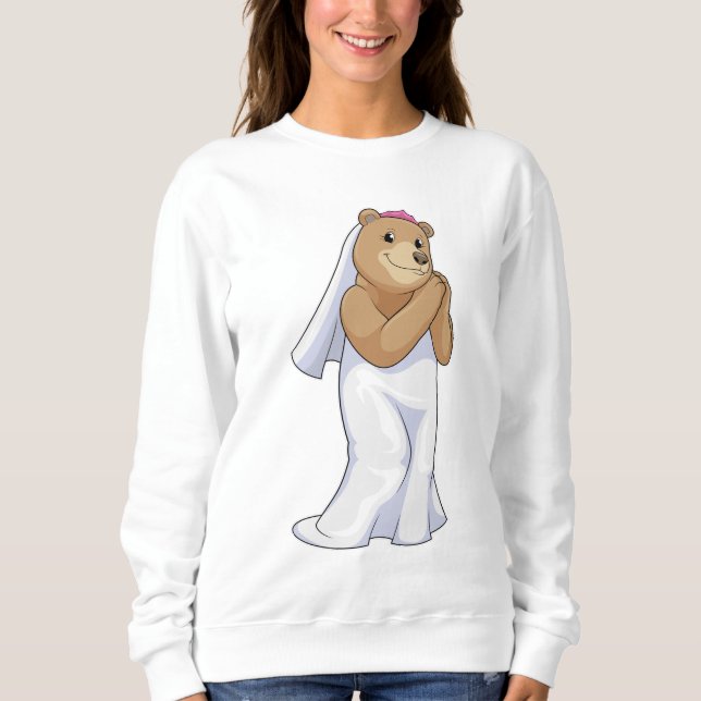 Bear as Bride with Veil T Shirt (Framsida)