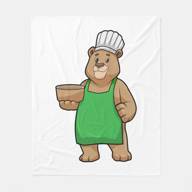 Bear as Cook med Cooking apron & Bowl Fleecefilt (Framsidan)