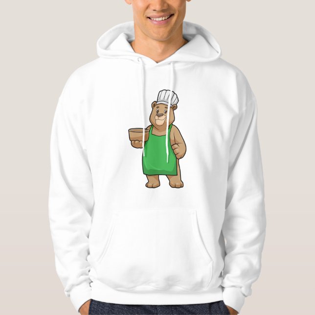 Bear as Cook med Cooking apron & Bowl Hoodie (Framsida)