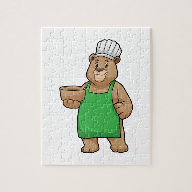 Bear as Cook med Cooking apron & Bowl Pussel (Vertikal)