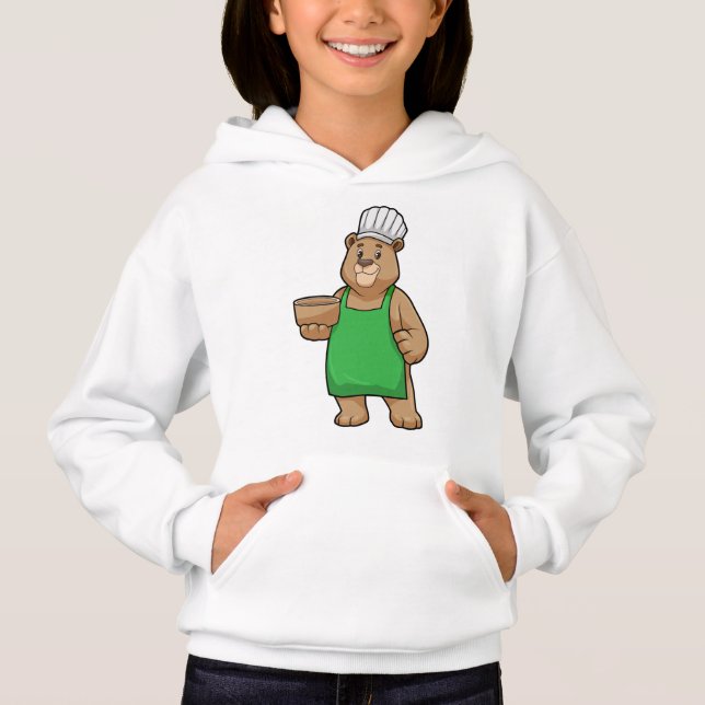 Bear as Cook med Cooking apron & Bowl T Shirt (Framsida)
