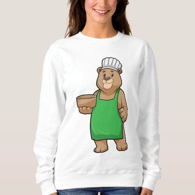 Bear as Cook med Cooking apron & Bowl T Shirt (Framsida)