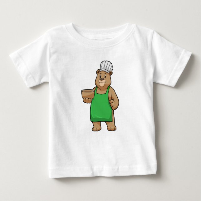 Bear as Cook med Cooking apron & Bowl T Shirt (Framsida)