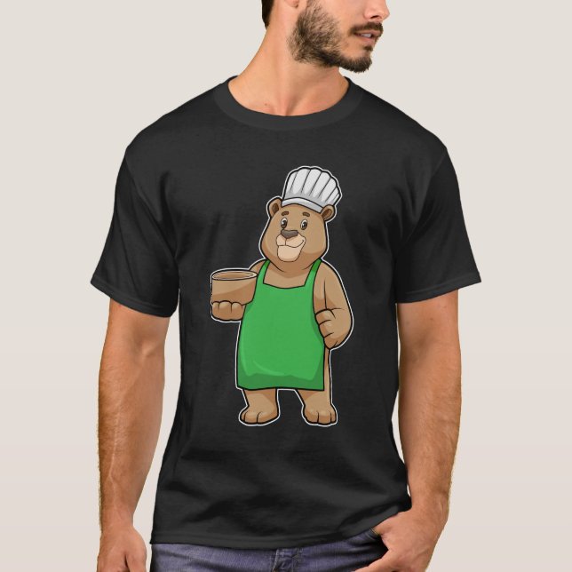Bear as Cook med Cooking apron & Bowl T Shirt (Framsida)