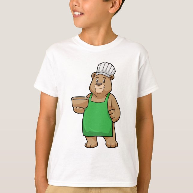 Bear as Cook med Cooking apron & Bowl T Shirt (Framsida)