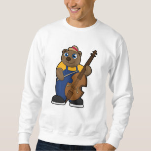 Bear as Musician med Guitar Lång Ärmad Tröja