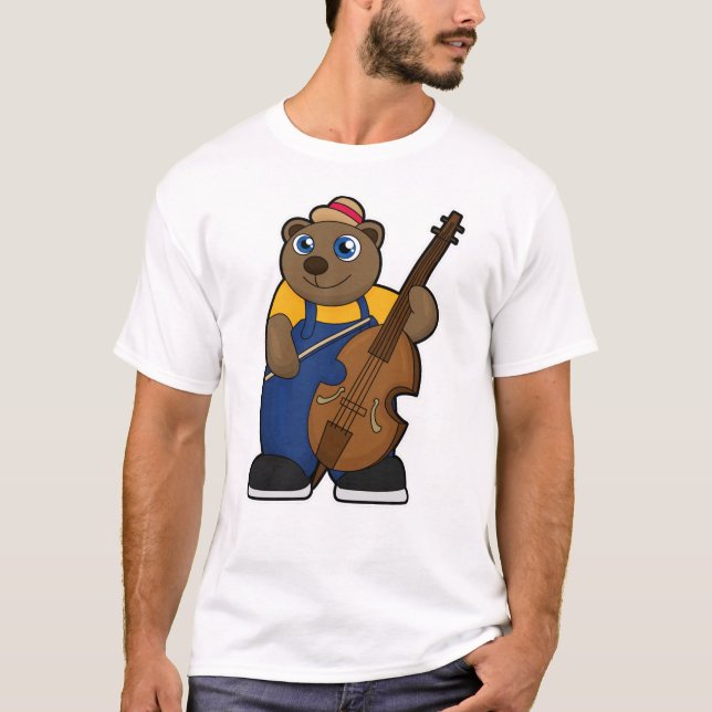 Bear as Musician med Guitar T Shirt (Framsida)