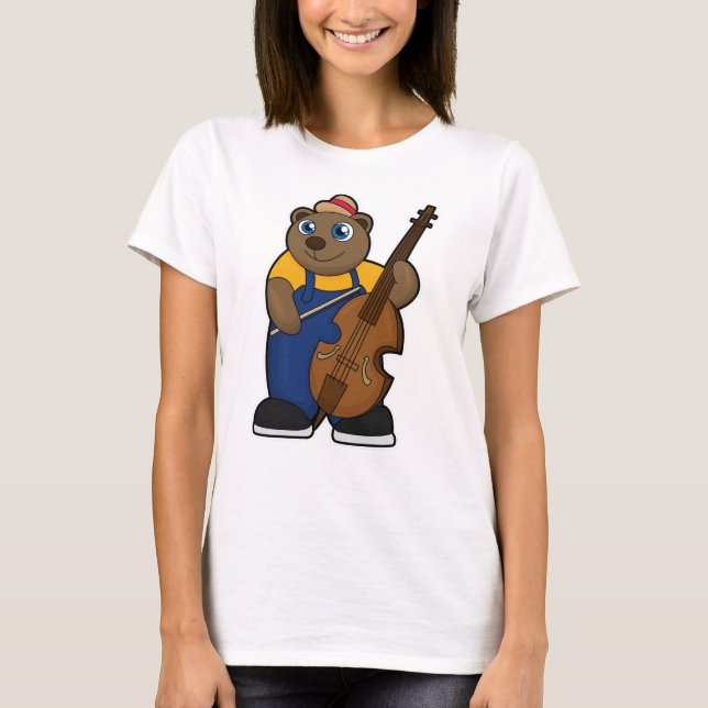 Bear as Musician med Guitar T Shirt (Framsida)