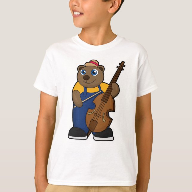 Bear as Musician med Guitar T Shirt (Framsida)
