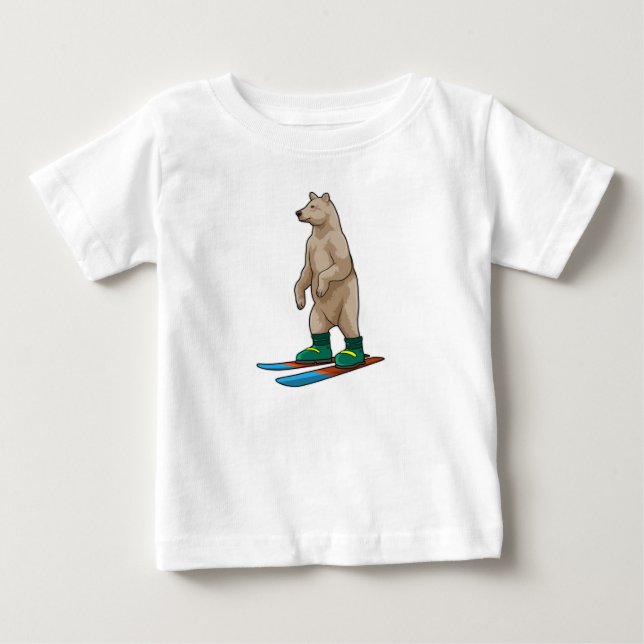 Bear as Skier med Ski T Shirt (Framsida)