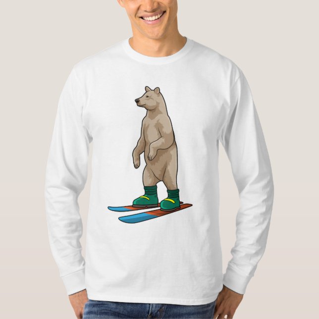 Bear as Skier med Ski T Shirt (Framsida)