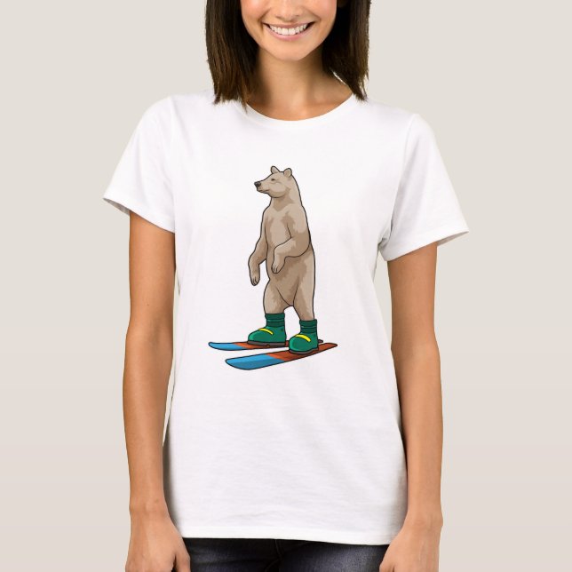 Bear as Skier med Ski T Shirt (Framsida)