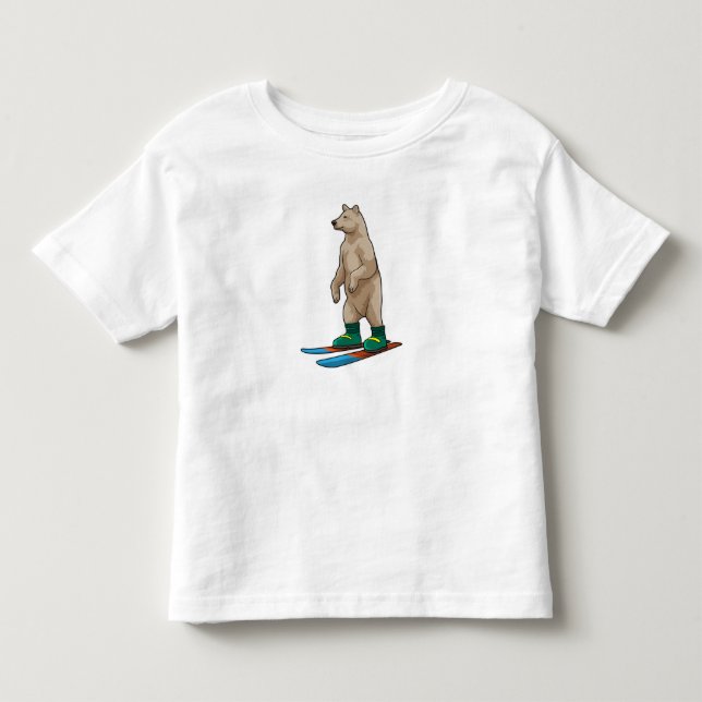 Bear as Skier med Ski T Shirt (Framsida)