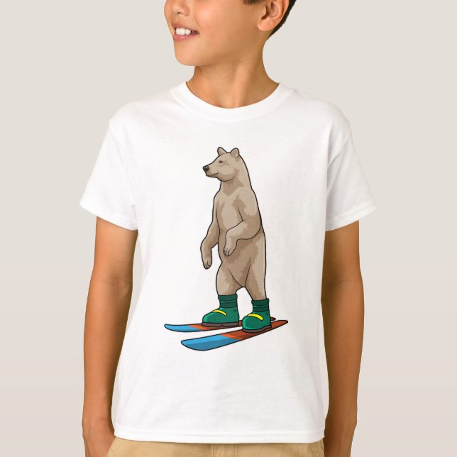 Bear as Skier med Ski T Shirt (Framsida)