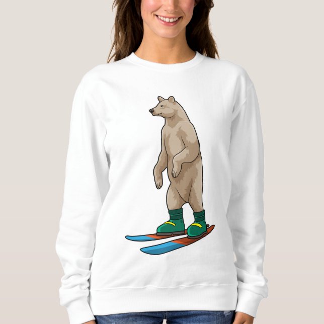 Bear as Skier med Ski T Shirt (Framsida)