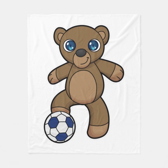Bear as Soccer player with Soccer ball Fleecefilt (Framsidan)