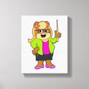 Bear as Teacher with Glasses Canvastryck