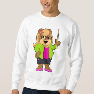 Bear as Teacher with Glasses Lång Ärmad Tröja