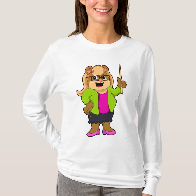 Bear as Teacher with Glasses T Shirt (Framsida)