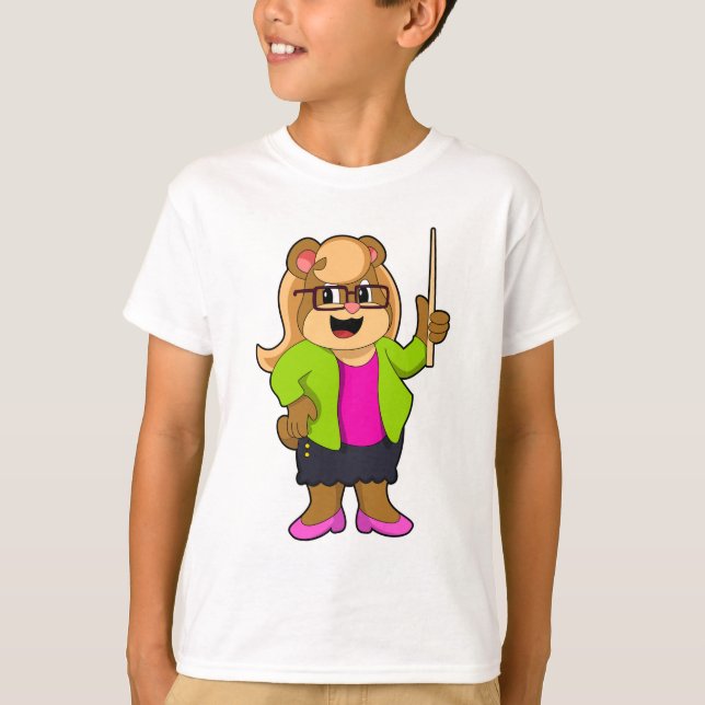 Bear as Teacher with Glasses T Shirt (Framsida)