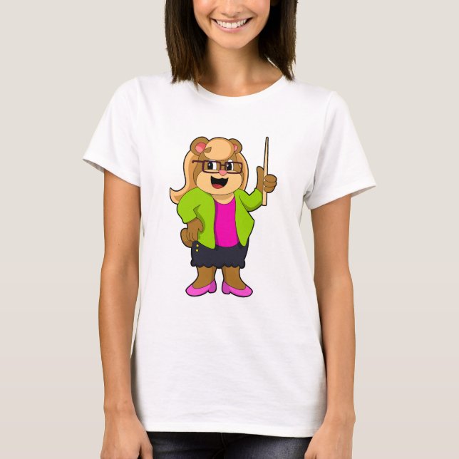 Bear as Teacher with Glasses T Shirt (Framsida)