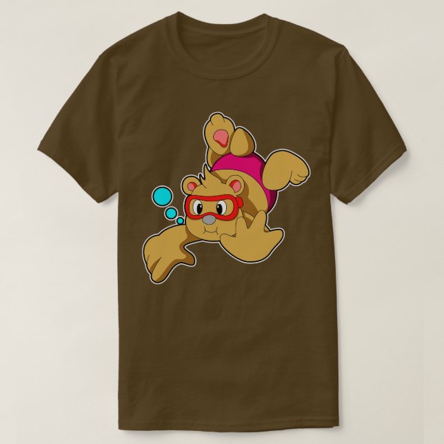 Bear at Swimming with Swimming goggles T Shirt (Design framsida)