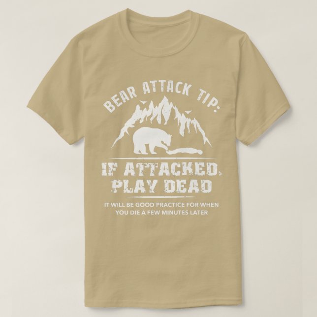 Bear Attack Tip Camping Hiking Outdoor Travel Funn T Shirt (Design framsida)