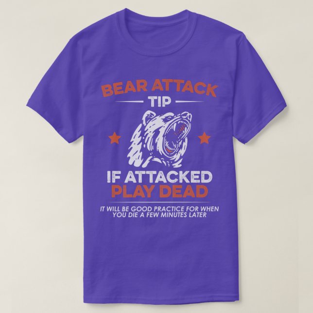 Bear Attack Tip Camping Hiking Outdoor Travel Funn T Shirt (Design framsida)