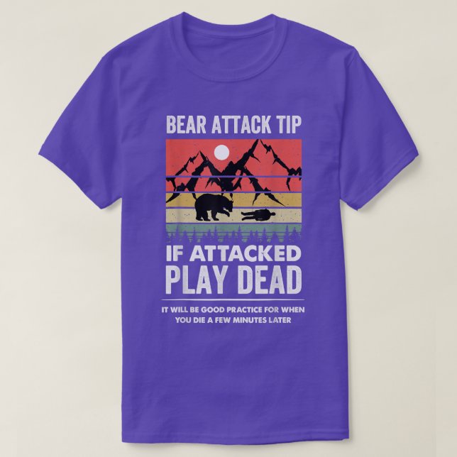 Bear Attack Tip Camping Hiking Outdoor Travel Funn T Shirt (Design framsida)