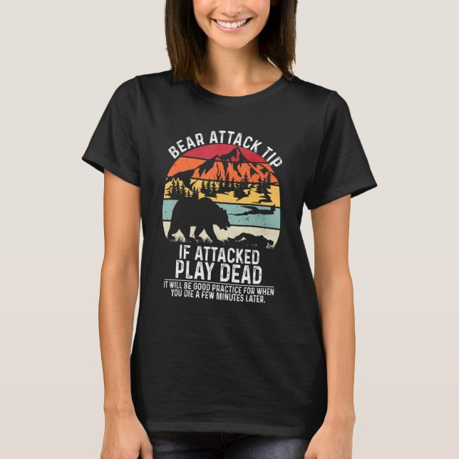 Bear Attack Tip Camping Hiking Outdoor Travel  Vin T Shirt (Framsida)