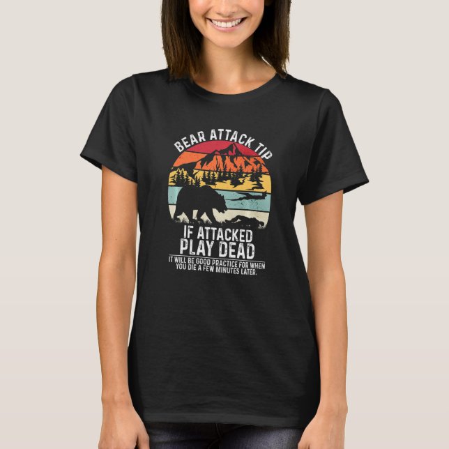 Bear Attack Tip Camping Hiking Outdoor Travel Vint T Shirt (Framsida)