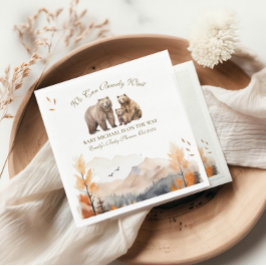 Bear Äventyr Fall Mountain Neutralt Baby Shower Pappersservett