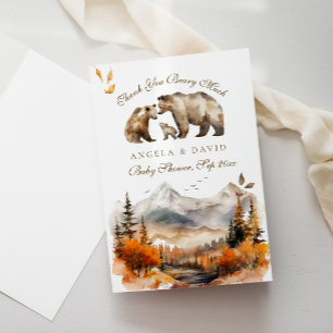 Bear Äventyr Fall Mountain Neutralt Baby Shower Tack Kort