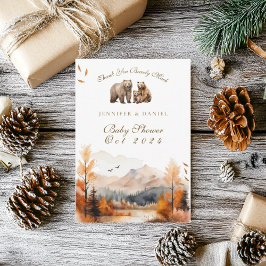 Bear Äventyr Fall Mountain Neutralt Baby Shower Tack Kort